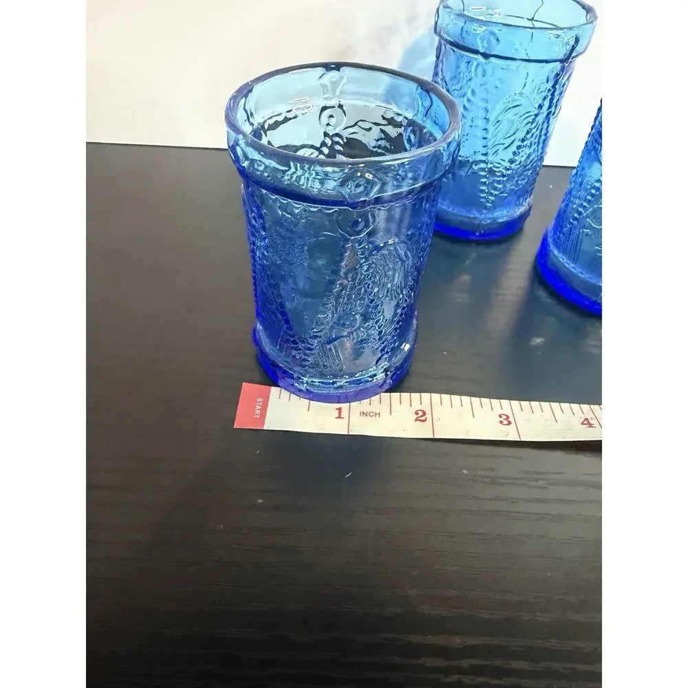 Set of 3 Vintage Wheaton NJ Cobalt Blue Glass Shot Glasses Votive Holders ~ 3